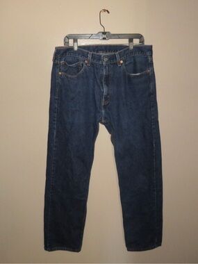 Levi's VTG 505 JEANS Denim Blue Men 36x32 Regular Straight Leg Stretch Dark Wash